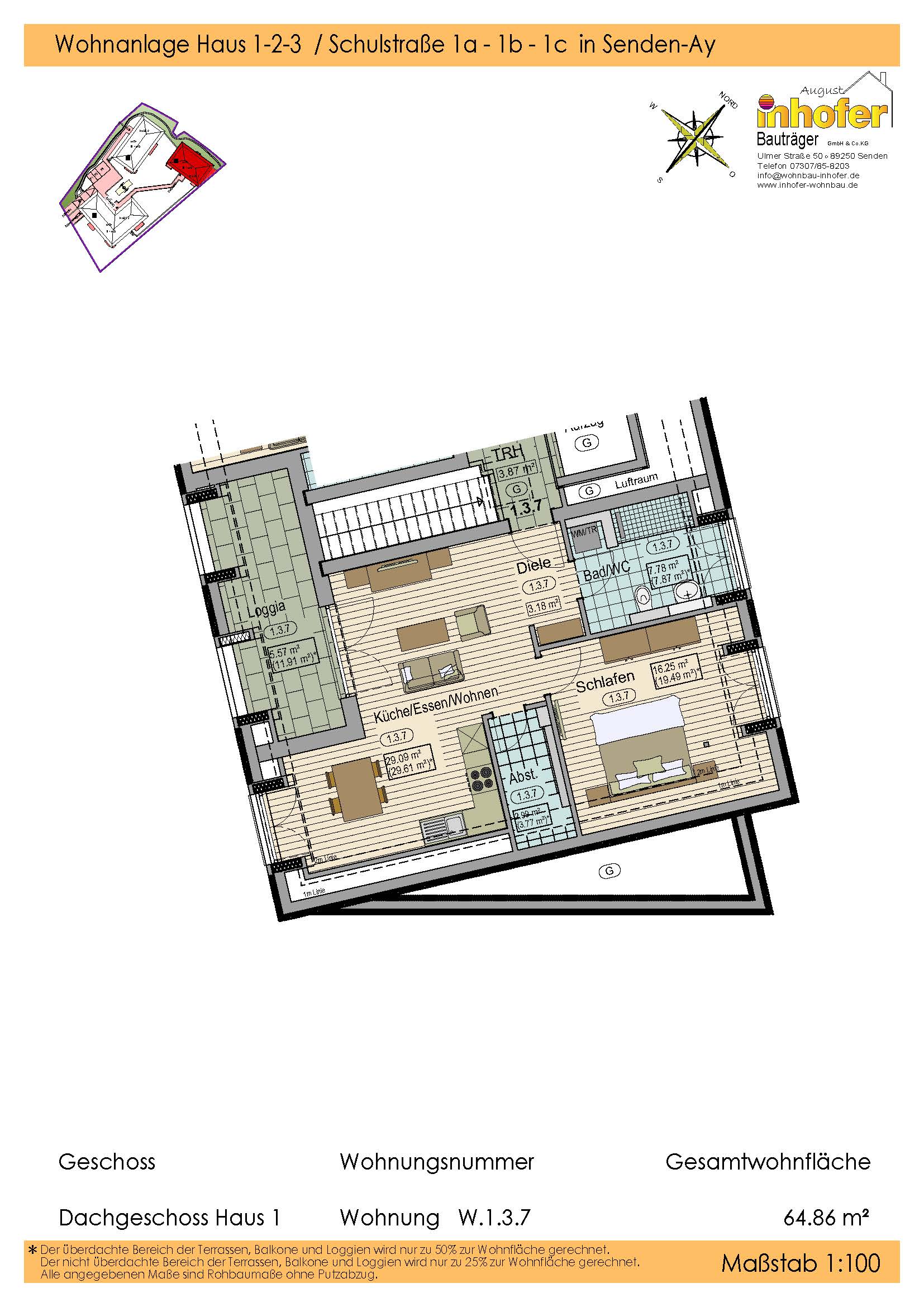 Neubau 2-Zimmer Dachgeschoss-Wohnung, Wohnanlage "le quartier ècole"