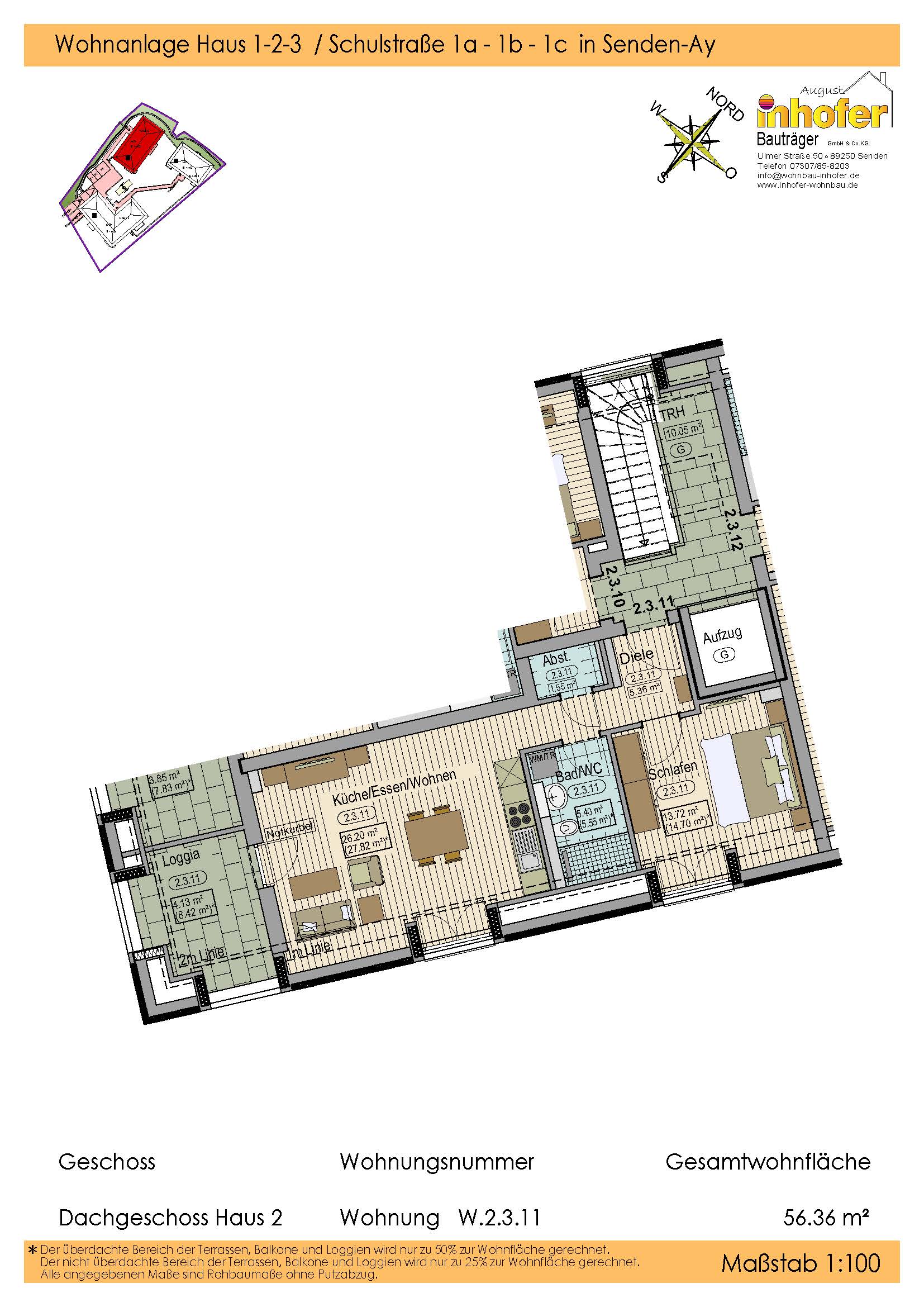 Neubau 2-Zimmer Dachgeschoss-Wohnung, Wohnanlage "le quartier ècole"