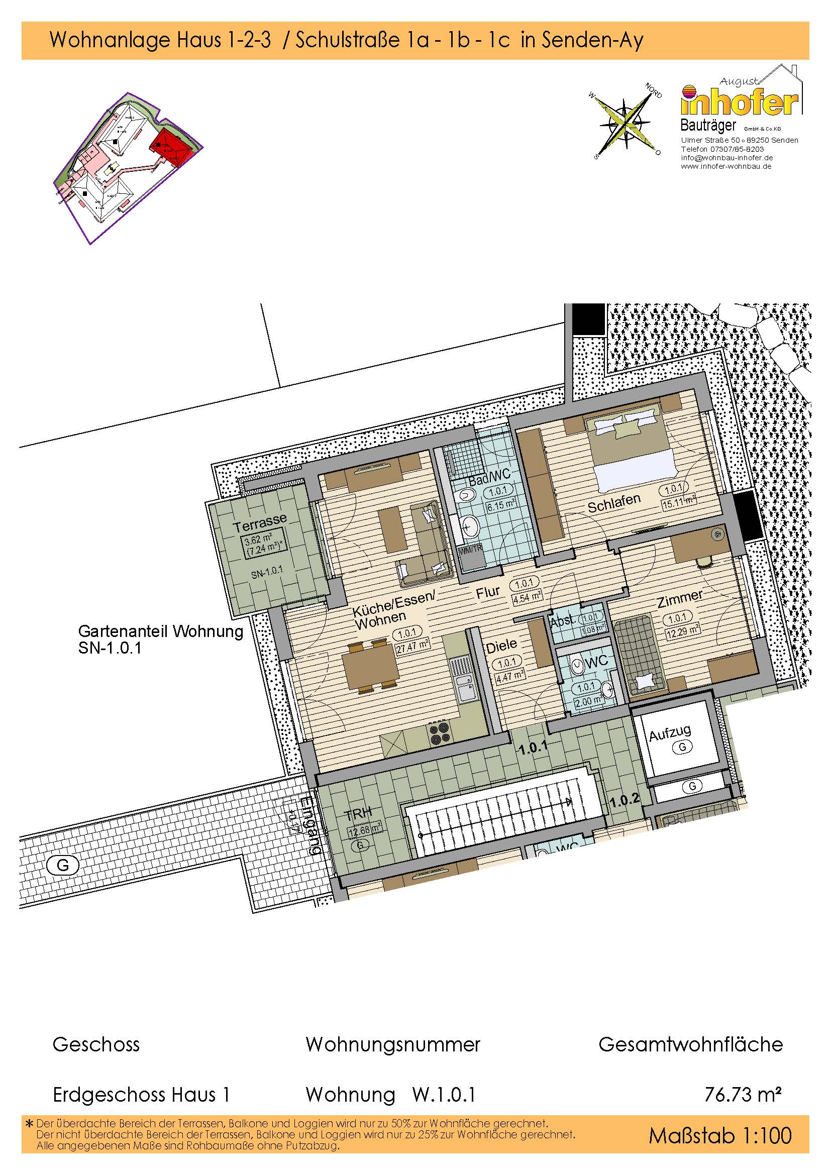 Neubau 3-Zimmer Wohnung mit Gartenanteil, Wohnanlage "le quartier ècole"