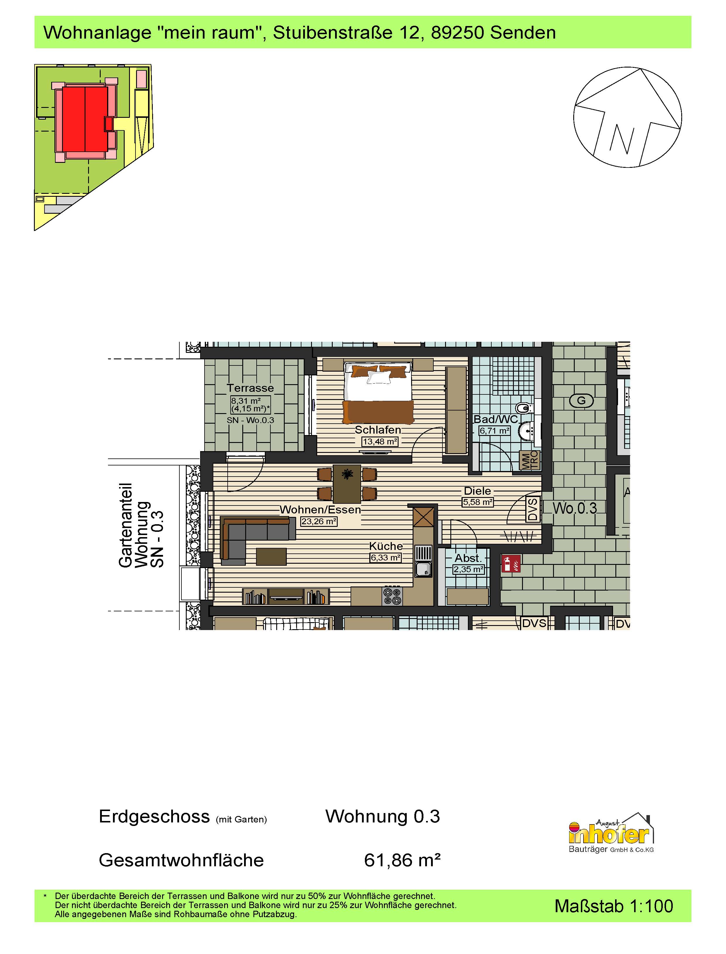 Neubau 2-Zimmer Erdgeschoss-Wohnung mit Garten, Wohnanlage "mein:raum"